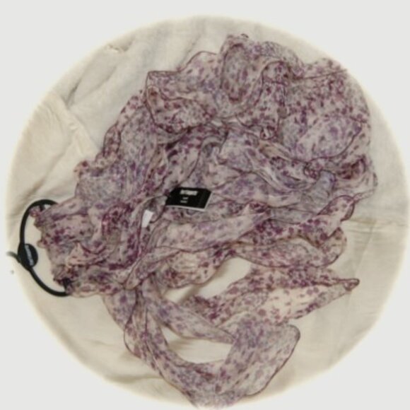 NWT Pier 1 Plum Chiffon Ruffle Floral Scarf - Picture 8 of 8